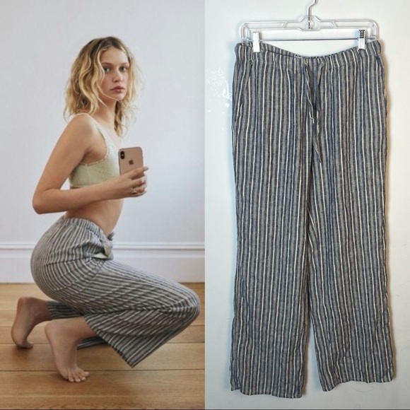 Urban Outfitters Linen Blend Striped Pants Size Medium - Picture 1 of 11